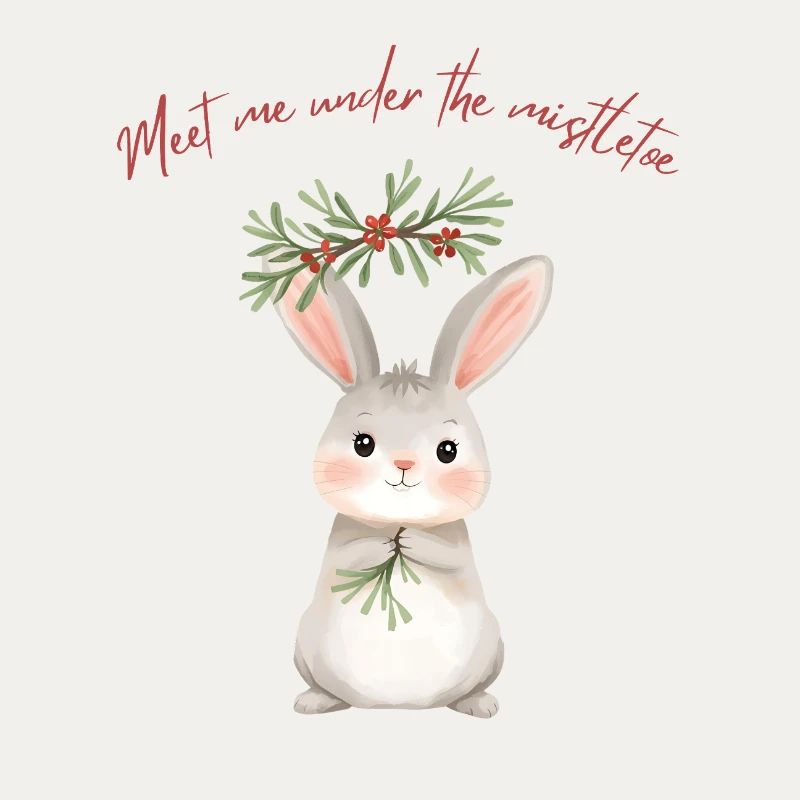 Lapin sous gui Conception de Noël