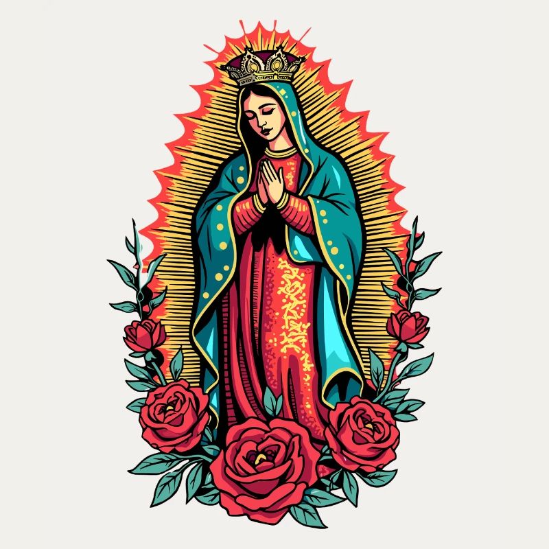 Virgen Guadalupe Rose Icon