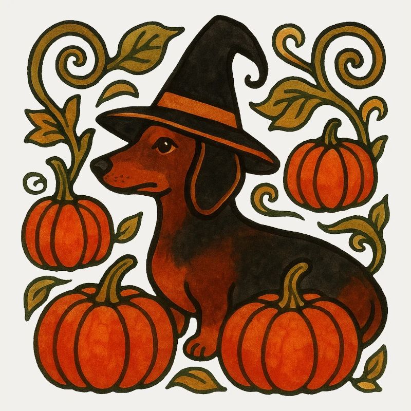 Pumpkin Witch Dachshund