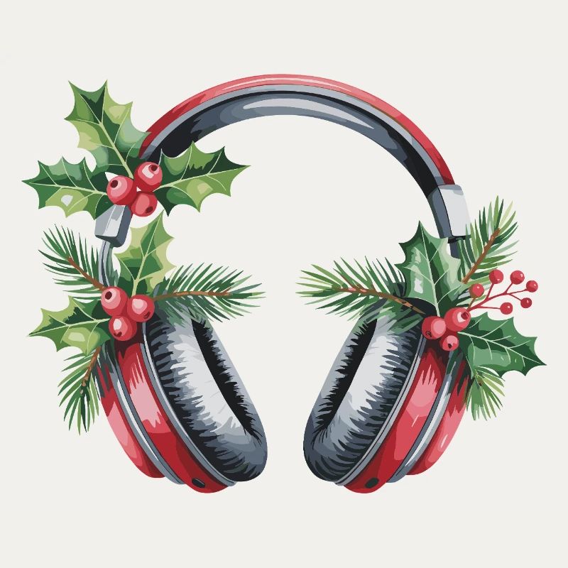 Weihnachtskopfhörer mit Tannengrün