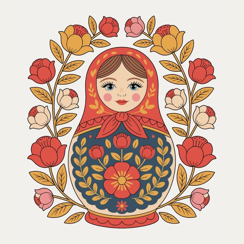 Conception de couronne de fleurs matriochka