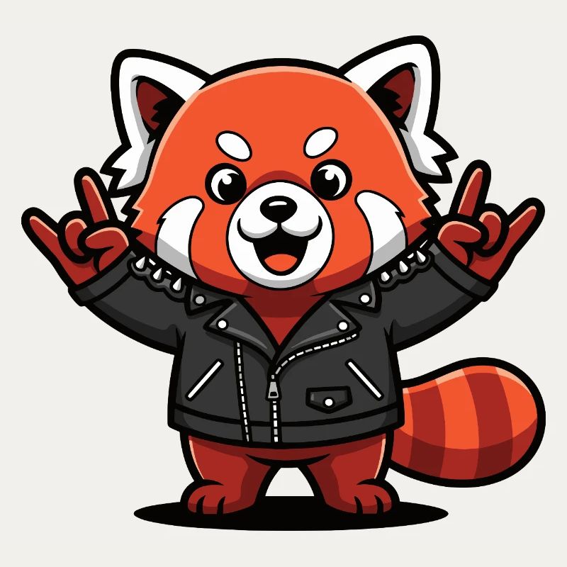 Red Panda in Leather Jacket