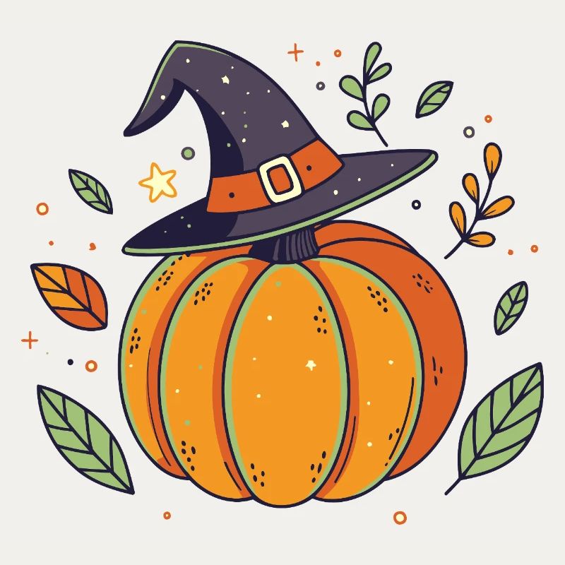 Pumpkin Halloween Wizard Hat