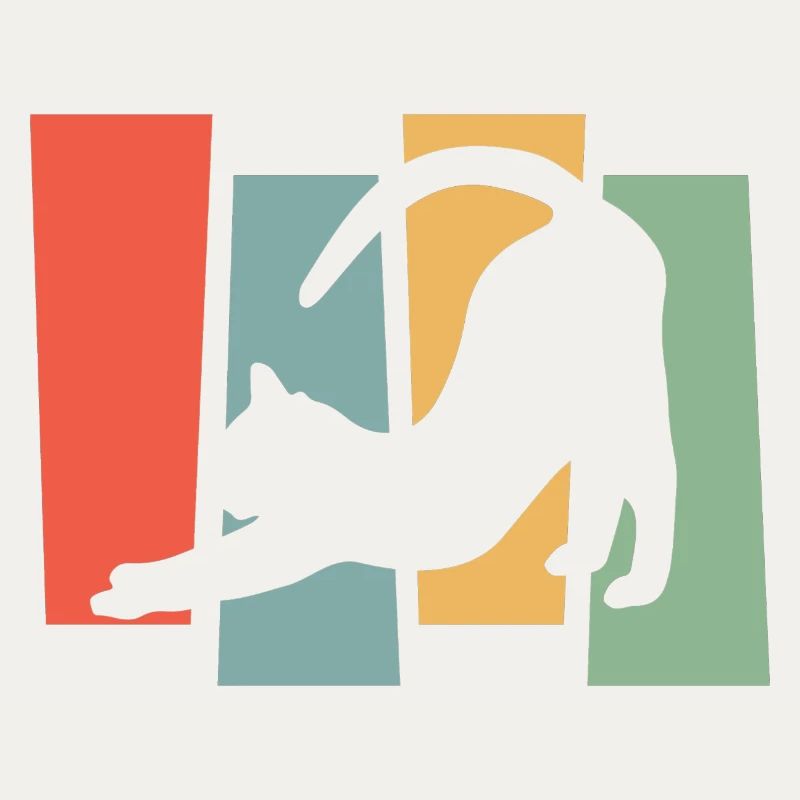 Silhouette de chat devant des blocs de couleur