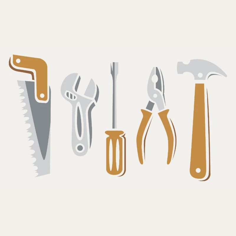 Tool Set Vector – Saw, Hammer, Pliers, Screw