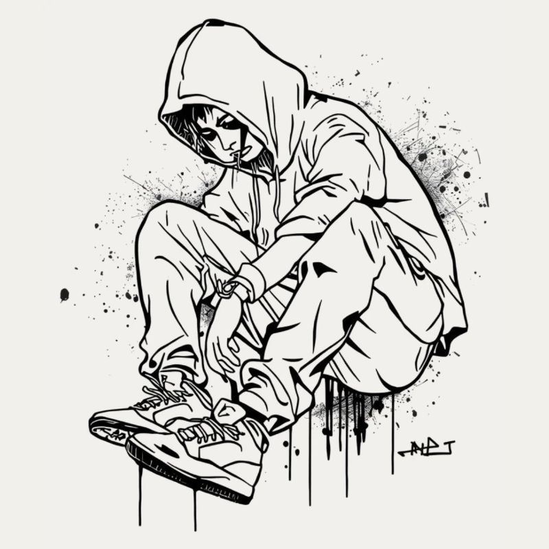 Silhouette Kapuzenpullover Graffiti