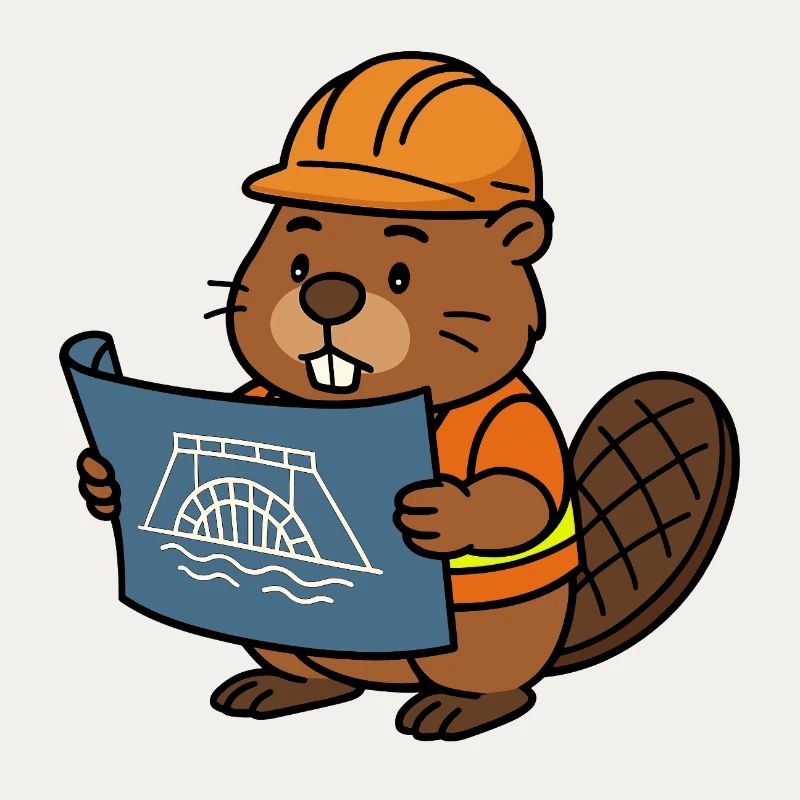 Beaver Construction Worker Bob Master Builder Plan Construction Dam