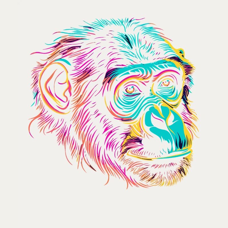 Néon Singe Portrait Couleur Explosion