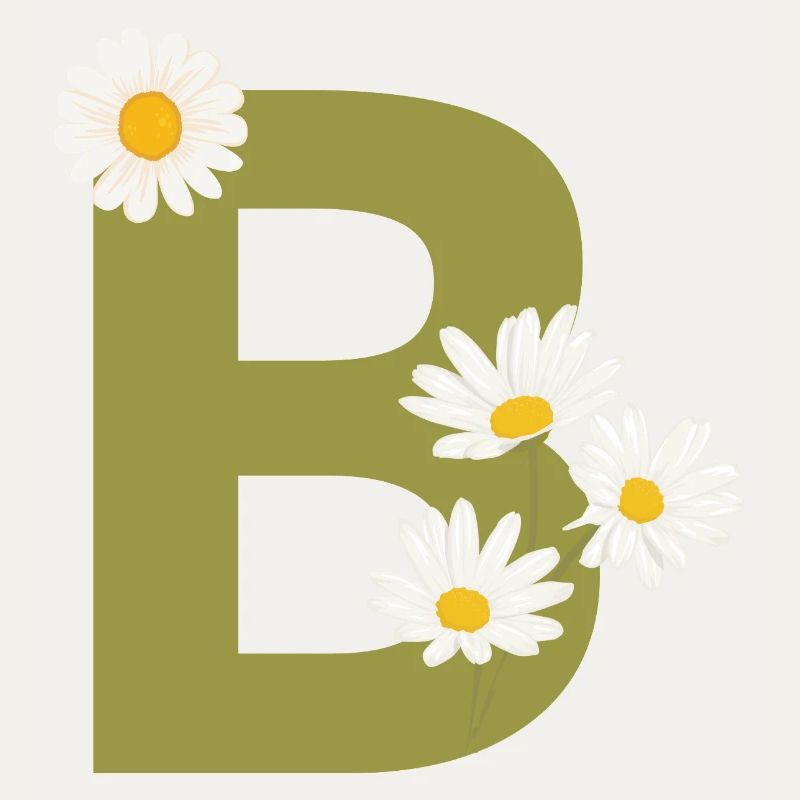 Buchstabe b grüne Gänseblümchen