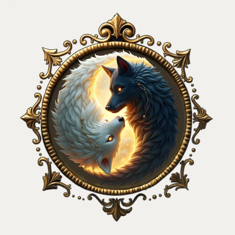 Moon wolves in circle