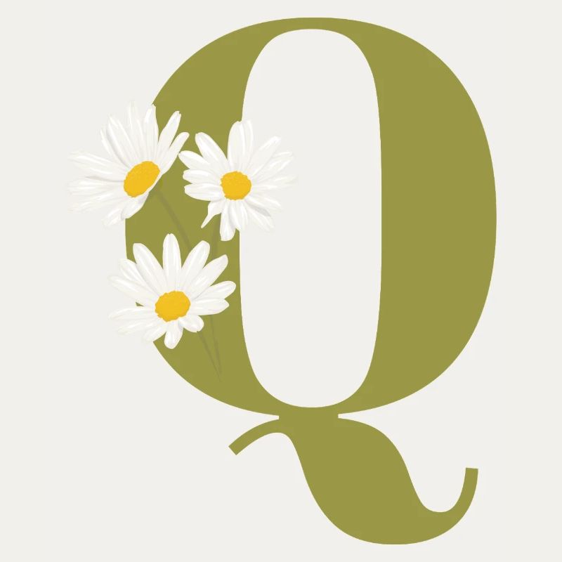 Buchstaben q grüne Gänseblümchen