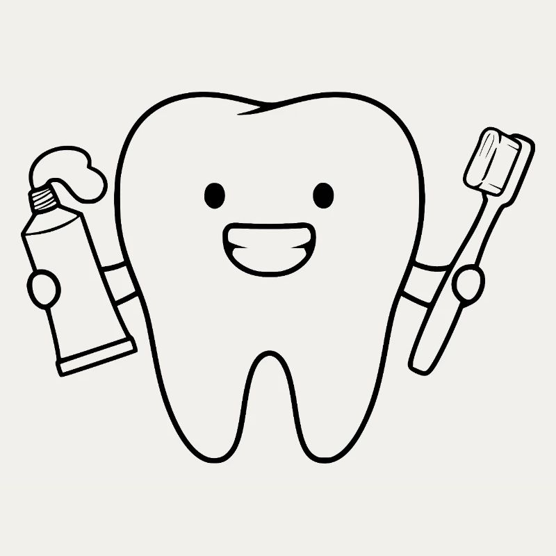 Dent de dessin animé avec brosse à dents