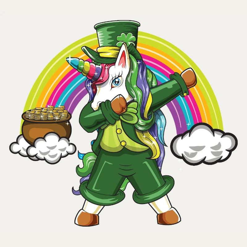 Leprechaun tupft Einhorn-Regenbogen-Glücksdesign