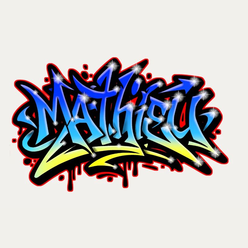 Mathieu Graffiti imprimable bleu jaune
