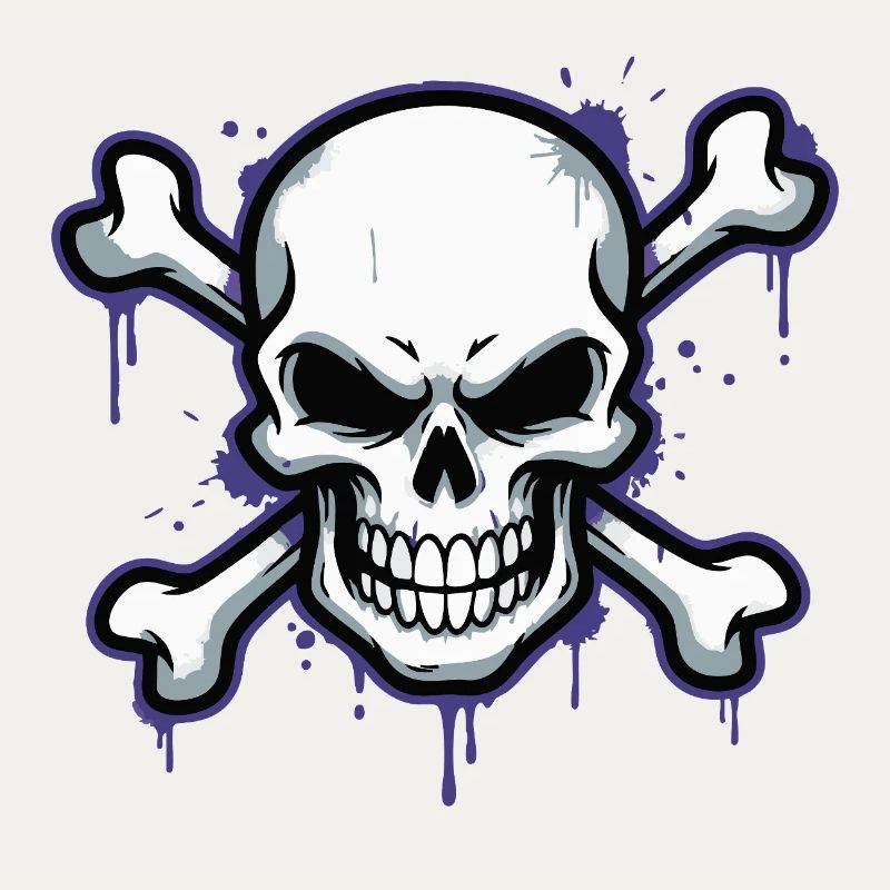 Dark skull with bone