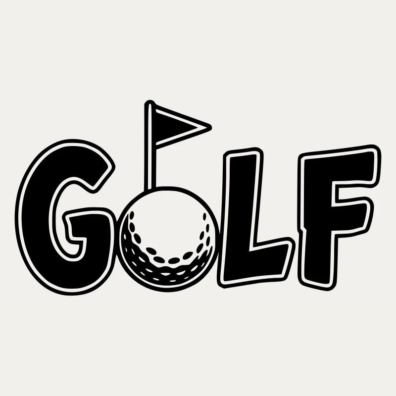 Lettrage de golf avec balle de golf et drapeau de golf