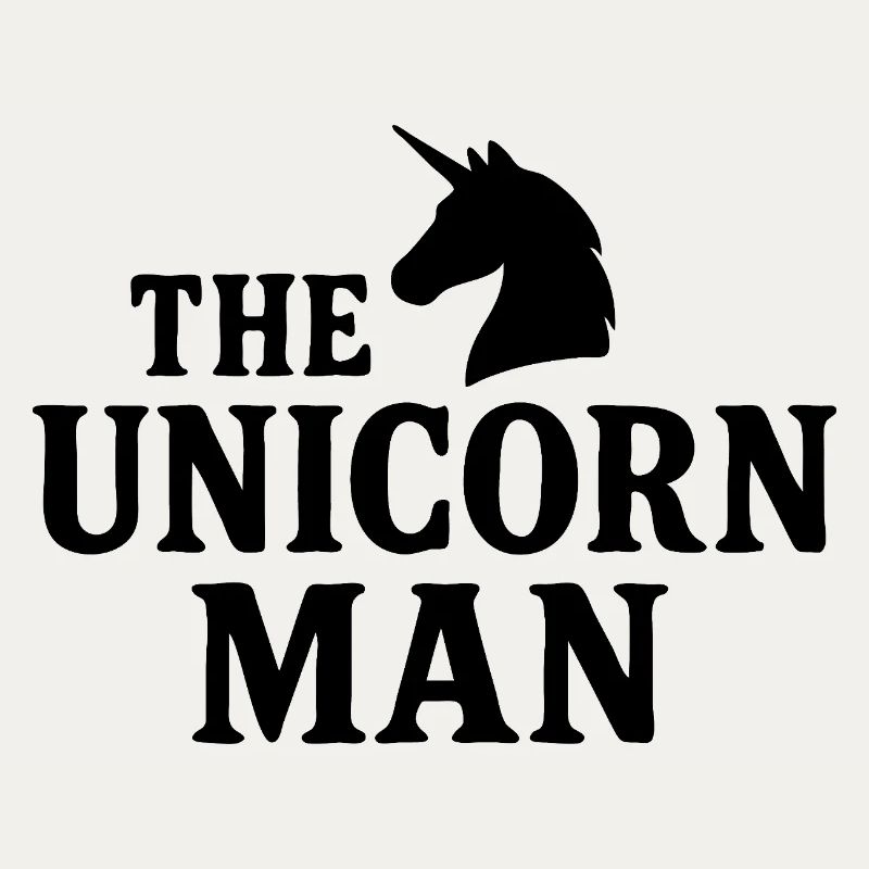 The Unicorn Man Bold Text Design with Sharp Horn