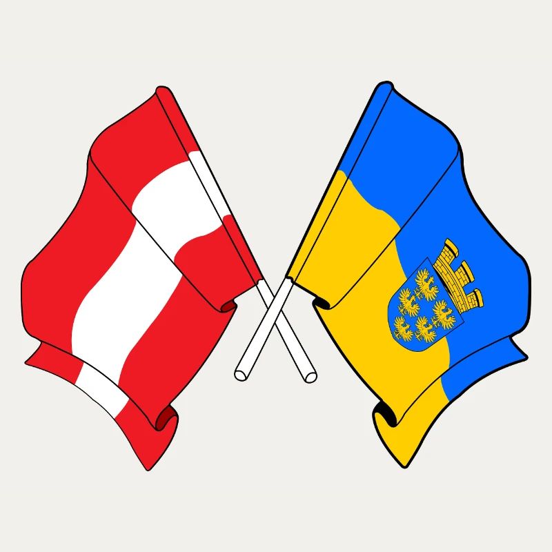 Austria & Lower Austria Crossed Flags