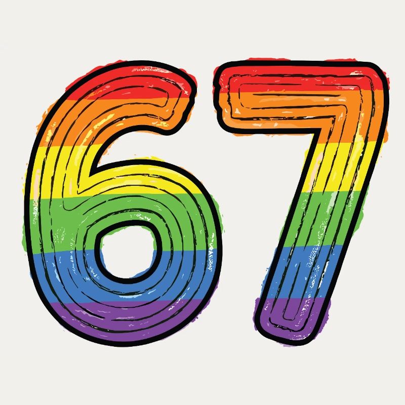 Rainbow 67 Gras, dessiné à la main six sept chiffres