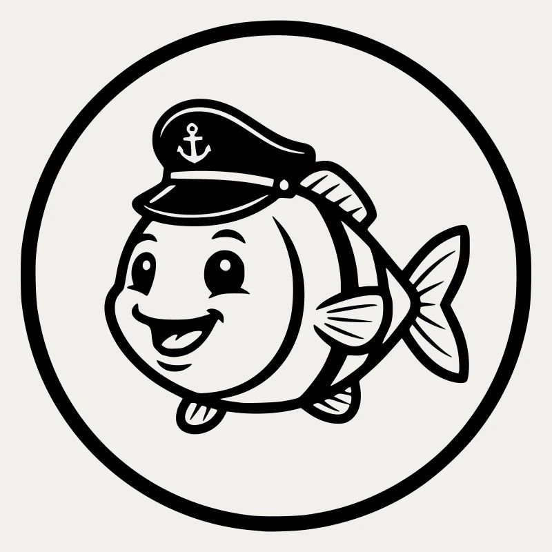 Funny Fish Captain Cap Comic