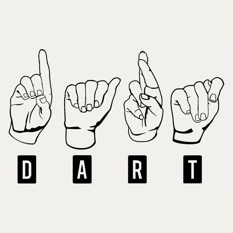 Dart,Darts,Dart-Gebärdensprache-Schwarz