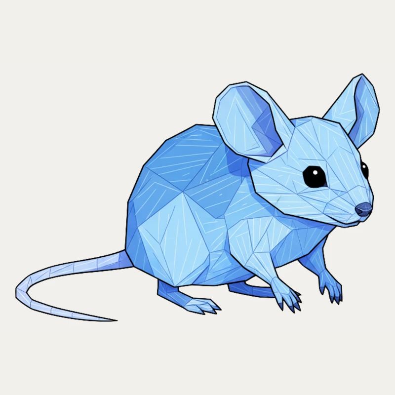 Blue Low-Poly Mouse