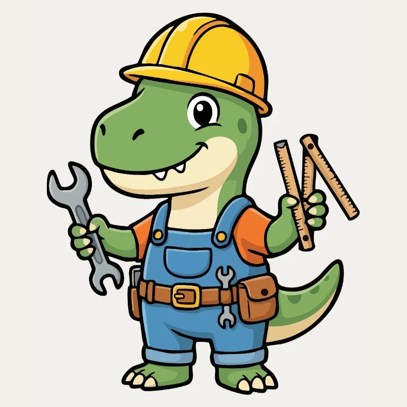 Dino construction worker with tools