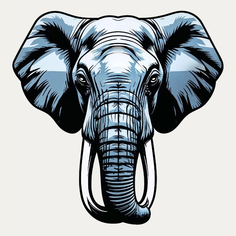Blue Elephant Head Vector