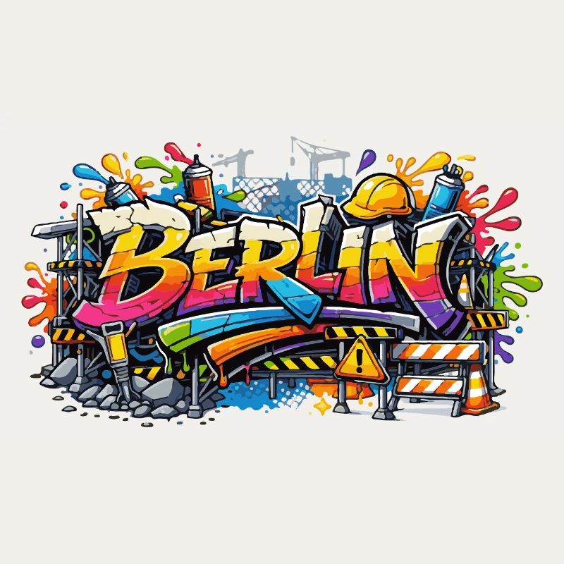 Style de chantier de graffiti à Berlin avec effets de couleur