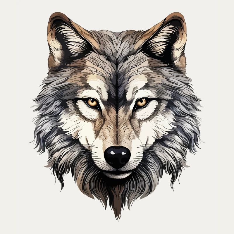 Wolf Wolf Head Predator Forest Nature Wilderness Art