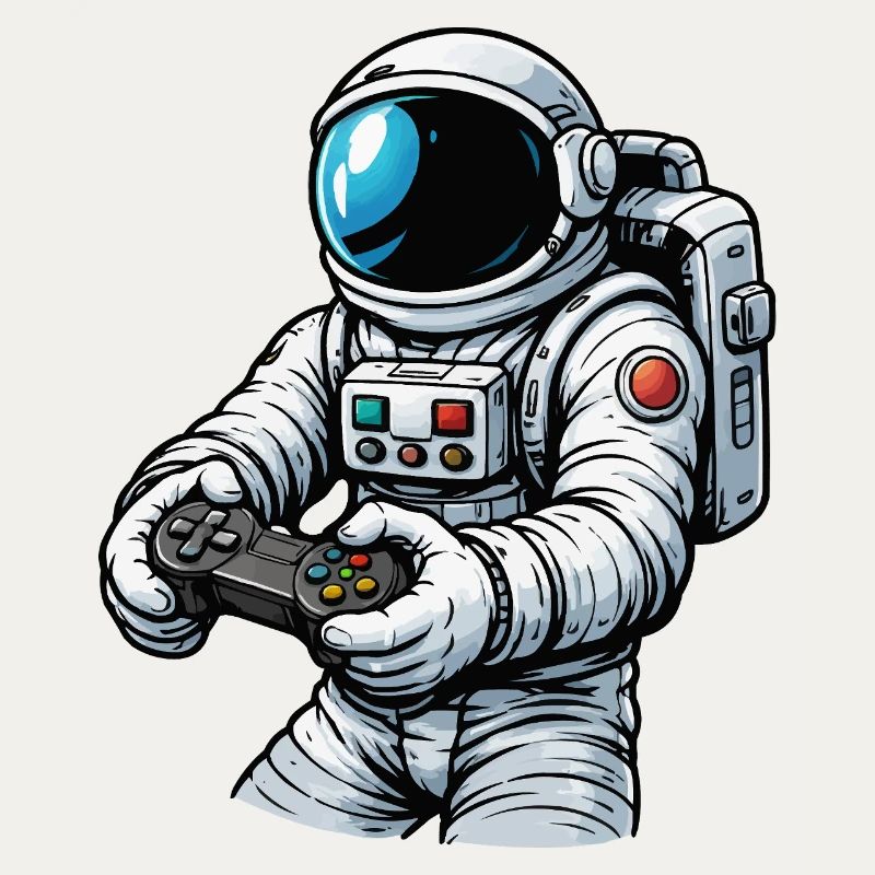 Astronaut mit Gamecontroller