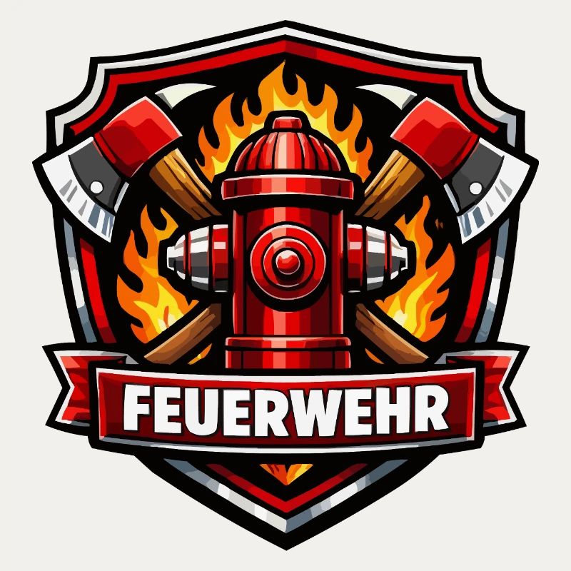Fire Brigade Logo with Fire Hydrant and Flames