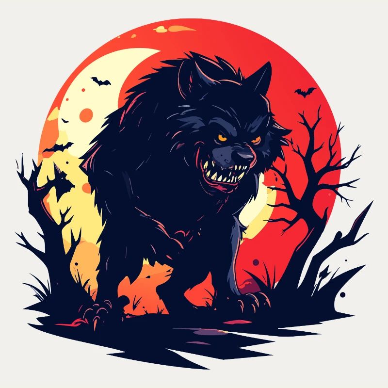 Loup-garou lune maléfique dans la lune sombre