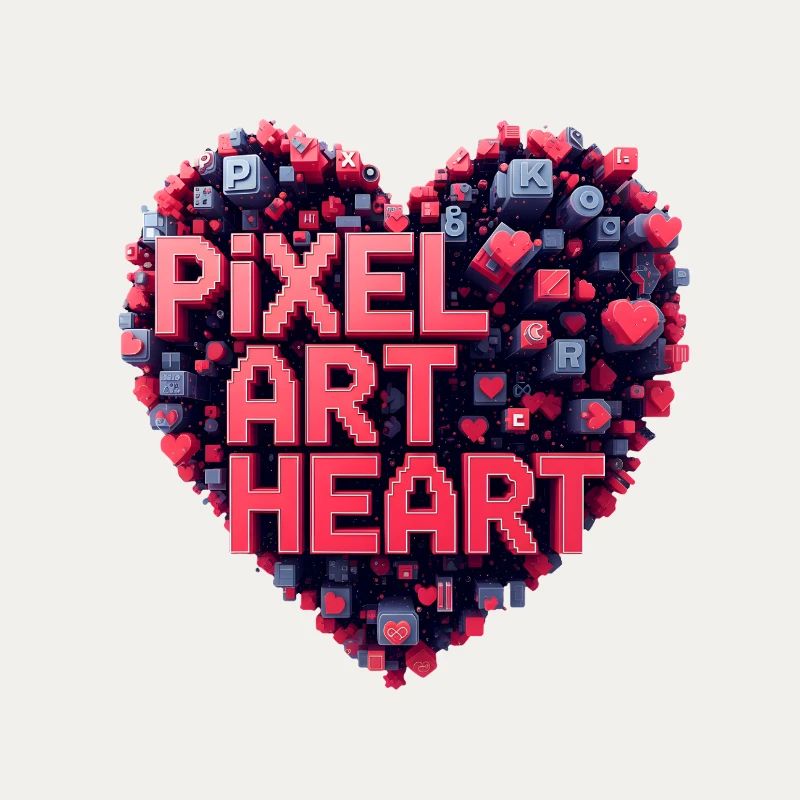 Collage de cœurs en pixel art