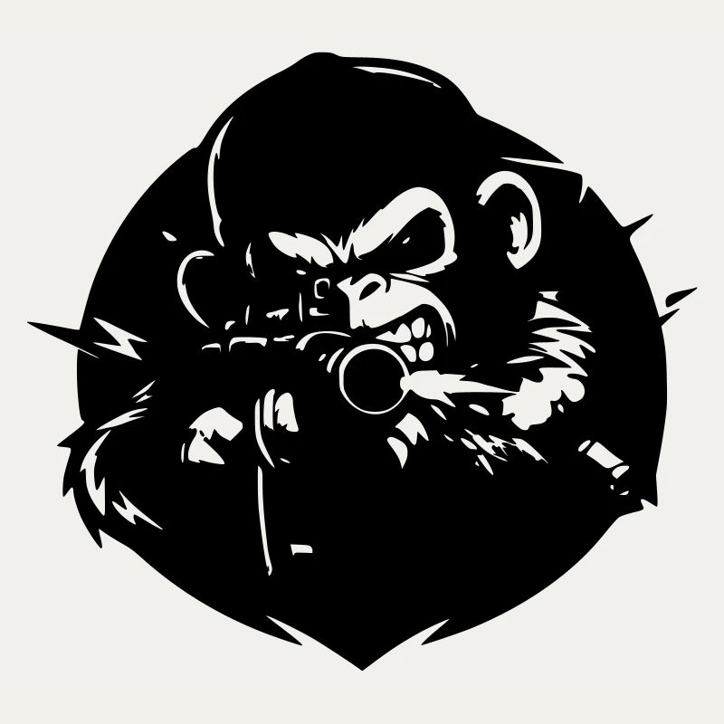 Affe mit Gewehr