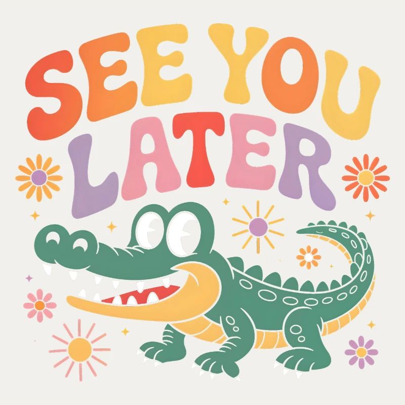 Bis später Alligator retro niedlich
