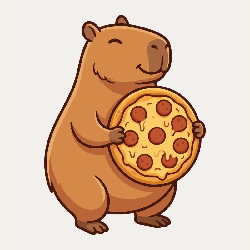 Capybara mit Pizza 