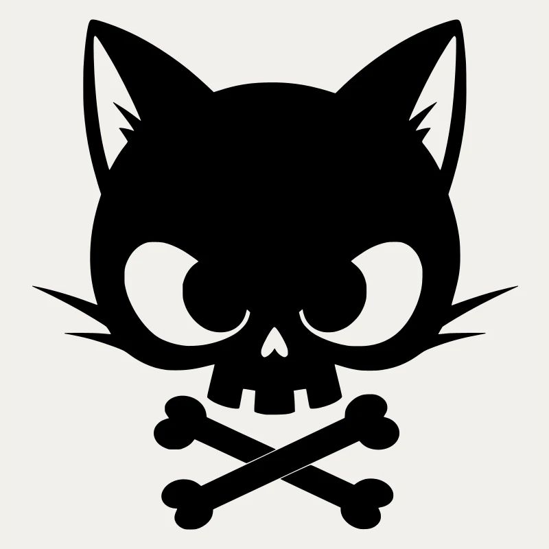 Crâne de chat avec os | Icône gothique mignonne