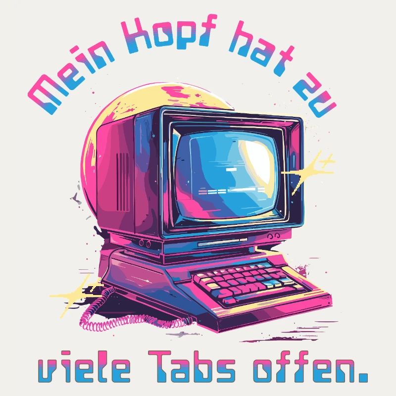 Vintage Computer Neon Tabs Open