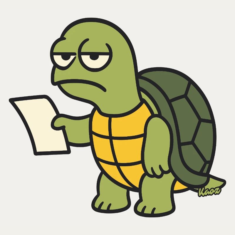 Slow turtle with paper