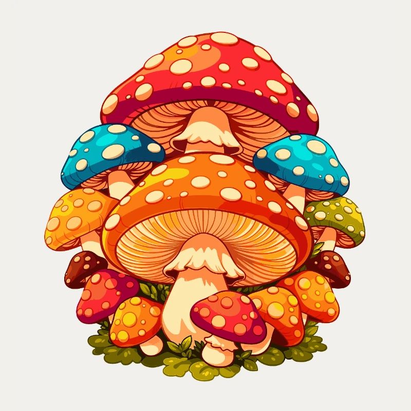 Colorful Toadstools Cartoon