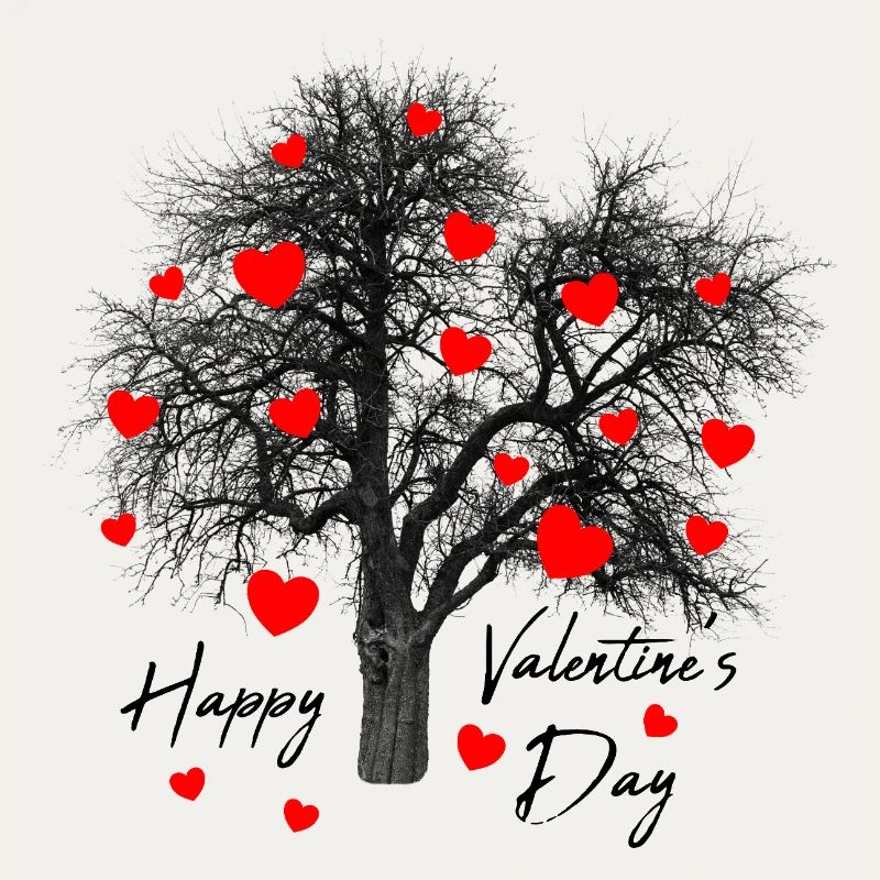Rote Herzchen Baum mit Herzen Valentinstag Liebe