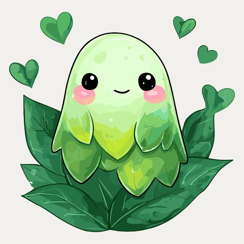 Petite créature feuillue dans des tons de vert