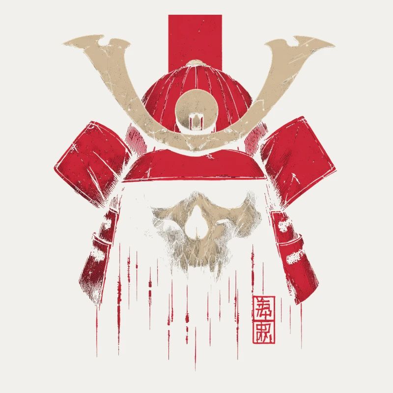 Blutroter Samurai Schädel