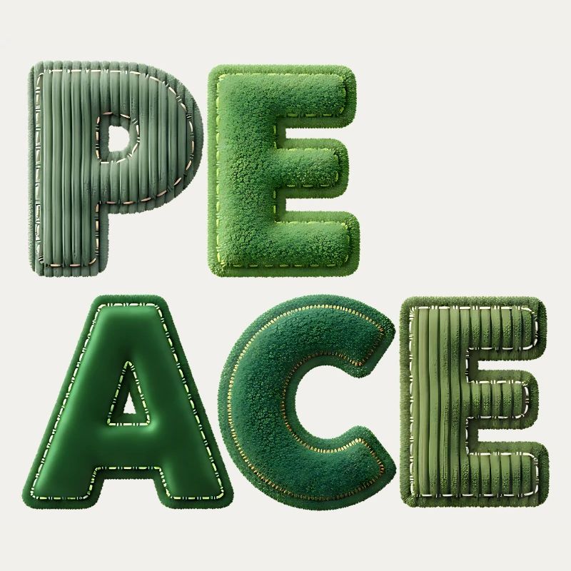 Lettrage nature vert patchwork de paix