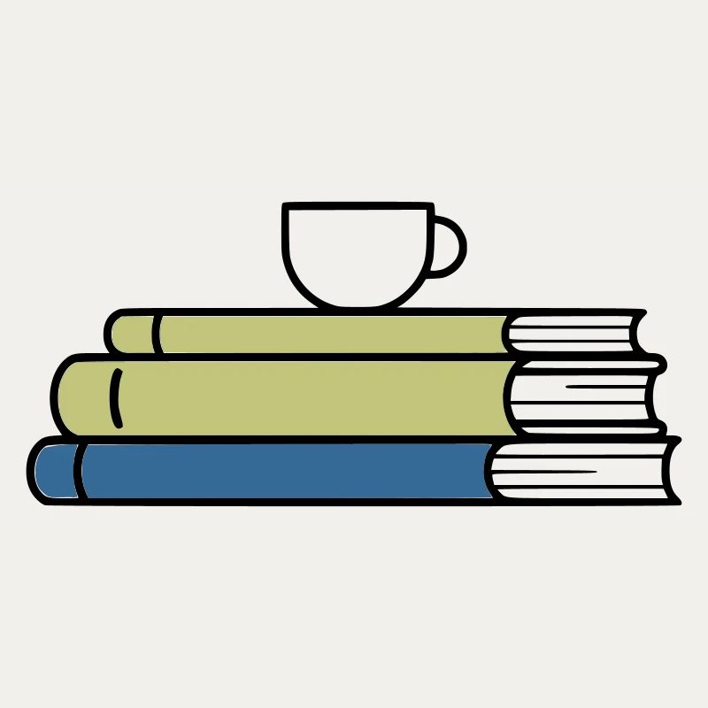 Stack of books Coffee mug Coloured