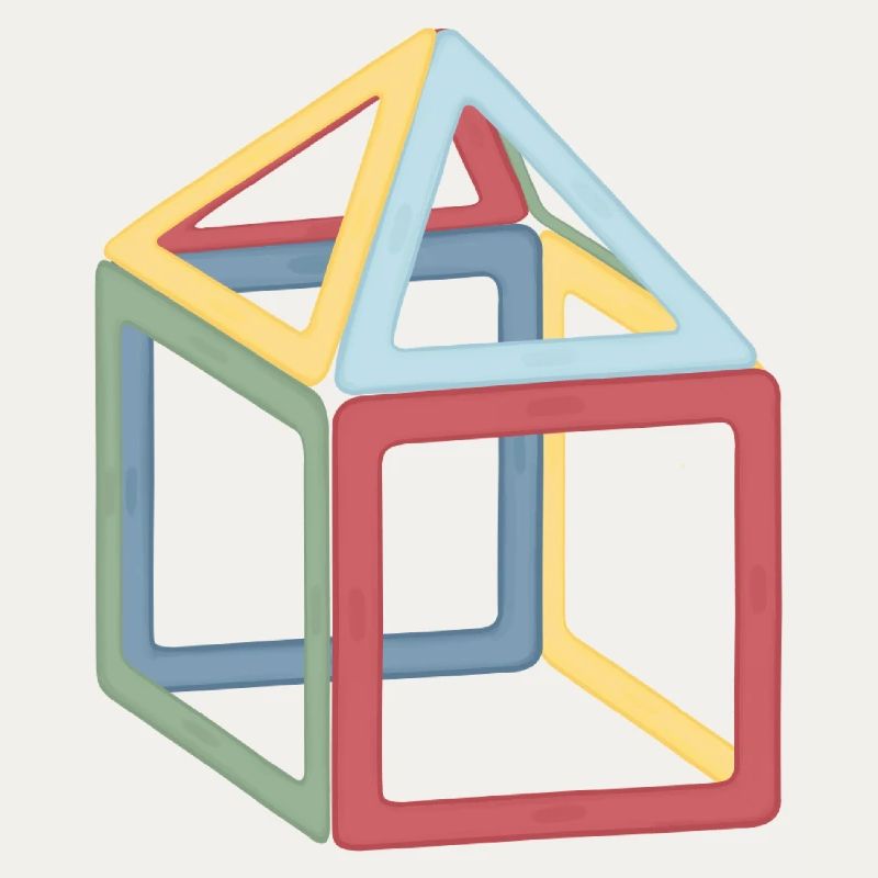Composition colorée de blocs cubiques