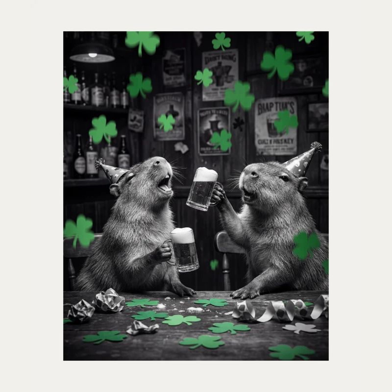 Toast à saint Patrick capybara au pub