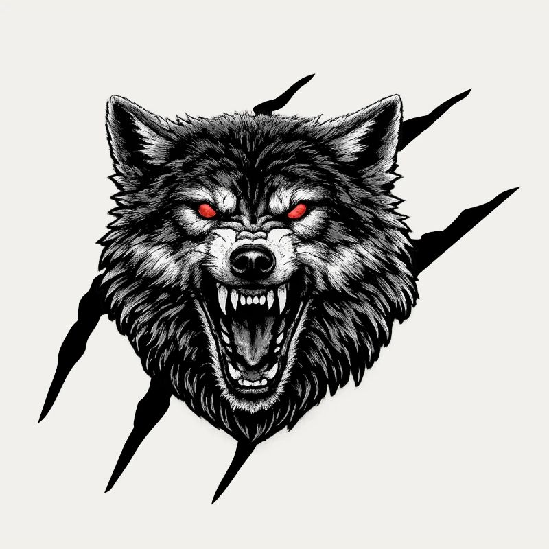 Blutrote Wolfsgesicht