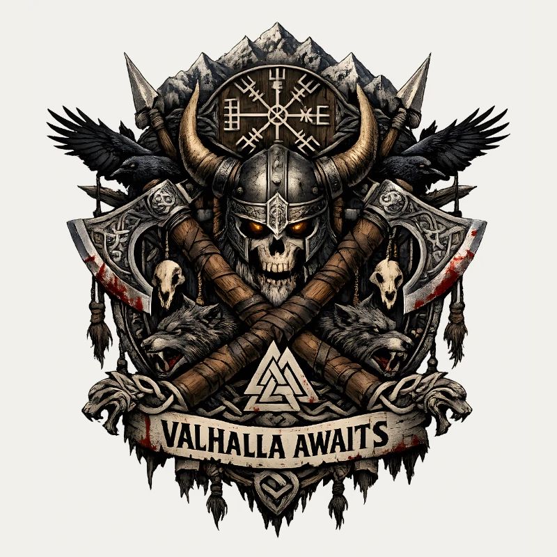 Valhalla Awaits Viking Crest